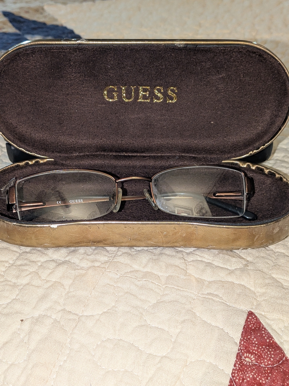 GUESS Men’s Brown Rectangle Reading Glasses